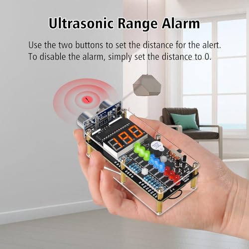 MIOYOOW HC-SR04 Ultrasonic Ranging Alarm Soldering Kit with LED Lights | DIY Ultrasonic Distance Sensor Kit, STEM Electronic Project, Soldering Practice Kit for School Learning
