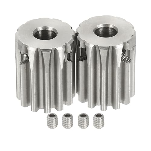uxcell 2Pcs 1 Mod 12T Spur Gear 5mm Bore, 304 Stainless Steel Pinion Gear, 20°Pressure Angle, for Spur Rack and RC Model Car or Motor DIY - size: 1 Mod 12T, 5mm