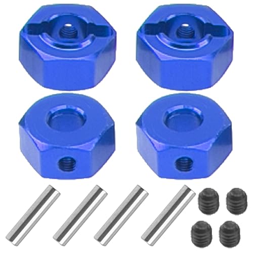 Metal 12mm Wheel Hex Hub Drive Adapters with Pins Screws Compatible with 1/10 Arrma Senton Granite Typhon Vorteks 3S Big Rock RC Car (Blue) - color: Blue