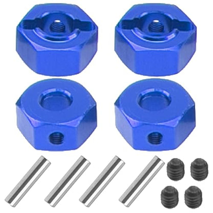 Metal 12mm Wheel Hex Hub Drive Adapters with Pins Screws Compatible with 1/10 Arrma Senton Granite Typhon Vorteks 3S Big Rock RC Car (Blue) - color: Blue