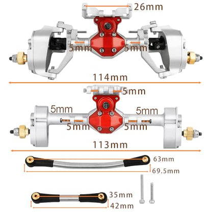 SCX24 Diamond Shape Front Rear Portal Axle Upgrades for Axial SCX24 Deadbolt C10 JLU Gladiator Bronco 1/24 RC Crawler (Silver) - color: Silver