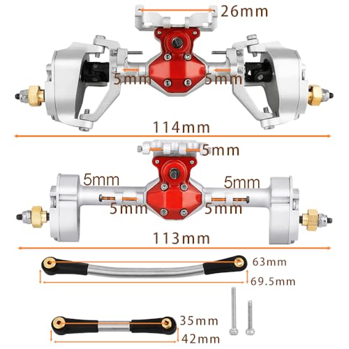 SCX24 Diamond Shape Front Rear Portal Axle Upgrades for Axial SCX24 Deadbolt C10 JLU Gladiator Bronco 1/24 RC Crawler (Silver) - color: Silver