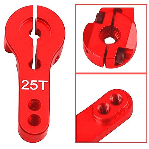 6Pcs Vgoohobby 25T Aluminum Servo Horns,RC 25 Tooth Steering Arm M3 Threads for RC Car Truck Buggy Airplane Boat,Red