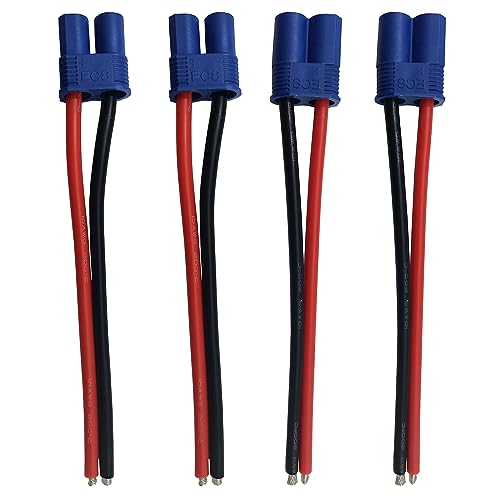 2 Pairs EC8 Style Male and Female Connector Adapter Plug with 15cm 10awg Silicone Wire Cable for RC Lipo Battery