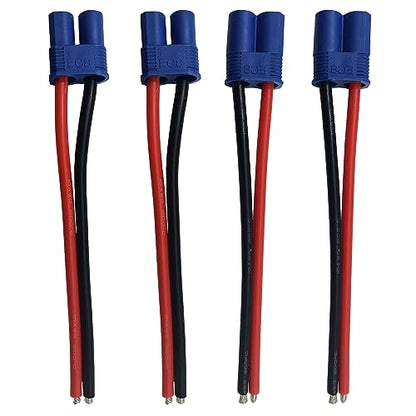2 Pairs EC8 Style Male and Female Connector Adapter Plug with 15cm 10awg Silicone Wire Cable for RC Lipo Battery