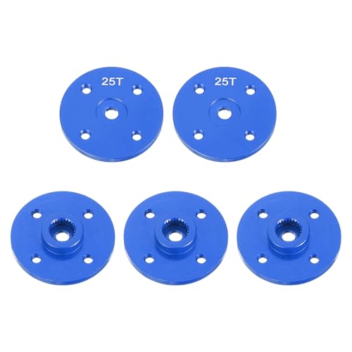 MECCANIXITY 25T Servo Horn Arm Round, 25T Round Type Servo Horn Robot Arm Metal Aluminum for RC Model Car Robot Boat Airplane Pack of 5(Blue) - color: Blue