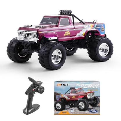 FCXㅤ FMS 1/10 Ford F-100 S RC Monster Truck, RS Without Battery, Hobby Grade RC Crawler 2WD Off-Road Truck for Adults (High Roller) - style: High Roller