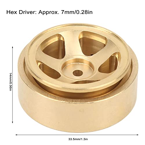 4Pcs 1.3 Inch Beadlock Wheel Rims for FCX24 1/18 1/24 Scale Crawler Car, Aluminum Alloy Brass Weighted Wheel Hub, Easy to Install and Disassemble, Metal Beadlock Wheels Rims