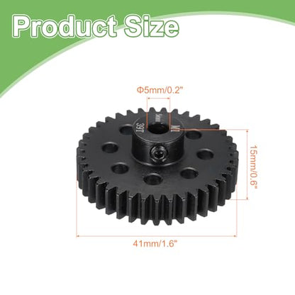 MECCANIXITY Steel M1 Gear Set 39T 5mm Shaft Motor Gears for RC Vehicles Truck Drift Car Part, Black - size: 39T