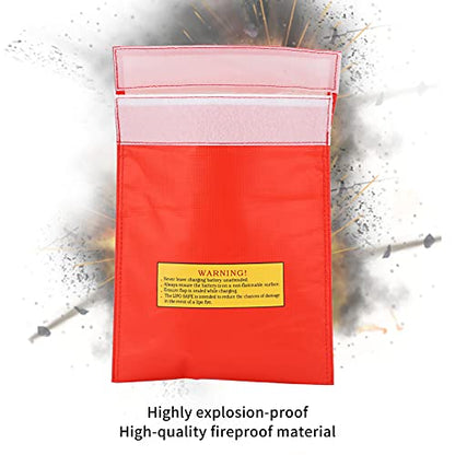 Pilipane li po Battery Fireproof Explosion Proof Bag, li po Battery Safe Bag Fireproof, li po Battery Bag Fireproof Lithium Battery Safety Storage Pouch (red)
