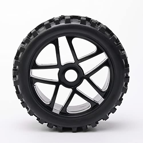 4-Pack RC Off-Road Wheels and Tires - 17mm Hex, 1/8 Scale | High-Performance, Durable Black Construction, Disassembled