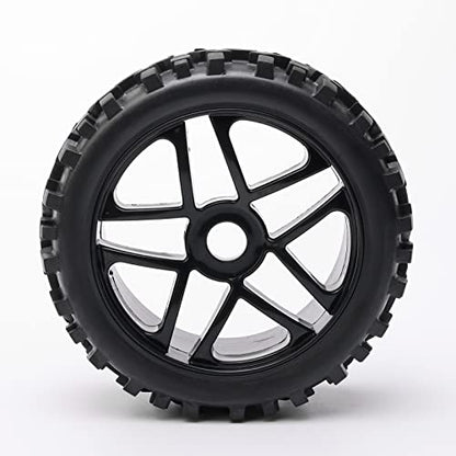 4-Pack RC Off-Road Wheels and Tires - 17mm Hex, 1/8 Scale | High-Performance, Durable Black Construction, Disassembled