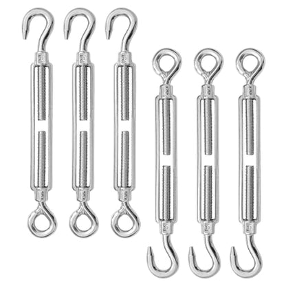 6 PCS M8 Hook and Eye Turnbuckles for Cables Wire Rope Tension | Made of 304 Stainless Steel, Corrosion Resistant & Easy to Use,440lbs Rated,Industrial Shade Sail Rigging - size: 6PCS-M8-OC
