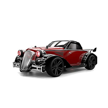 1/16 Scale 4WD Retro RC Drift Car with 35km/h Speed, 390 Motor, IPX4 Waterproof, LED Headlights, 2.4GHz Full Proportional Control Great Gift for Adults-Metal Red - color: Metal Red