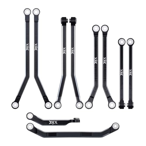 DJX 10PCS Aluminum High Clearance Links Set Front & Rear Link with Steering Link Suitable for Axial SCX30 Upgrades Parts (Black) - color: Black