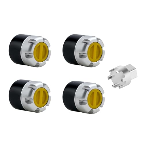 DJX M4 Wheel Nuts Center Locking Hubs Wheel Caps W/Tool for Traxxas TRX4 Axial SCX10 90046 D90 Tamiya Redcat HPI 1/10 RC Crawler Car(Yellow) - color: Yellow
