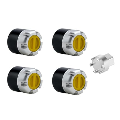 DJX M4 Wheel Nuts Center Locking Hubs Wheel Caps W/Tool for Traxxas TRX4 Axial SCX10 90046 D90 Tamiya Redcat HPI 1/10 RC Crawler Car(Yellow) - color: Yellow