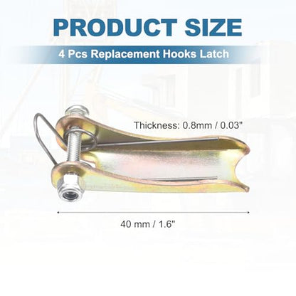 uxcell 1T Hook Safety Latch Kit, 4 Pack Thickened Metal Clevis Slip Hook Replacement Latch for Towing Receiver Hitch Truck Trailer, Color Steel (1.6 Inch / 40mm Length, 0.8mm Thinkness) - size: 1T, 1.6" / 40mm