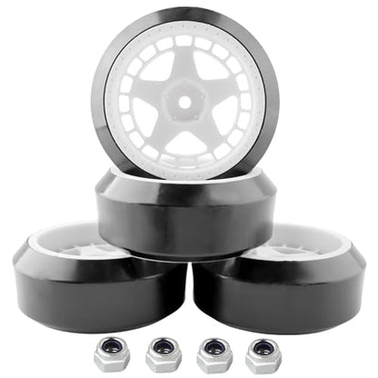 4PCS 12mm Hub Wheels,1 : 10 Hard Plastic RC Drift Cars Tires Compatible with Traxxas HSP Tamiya HPI Kyosho On-Road Drifting Car(White) - color: White-2