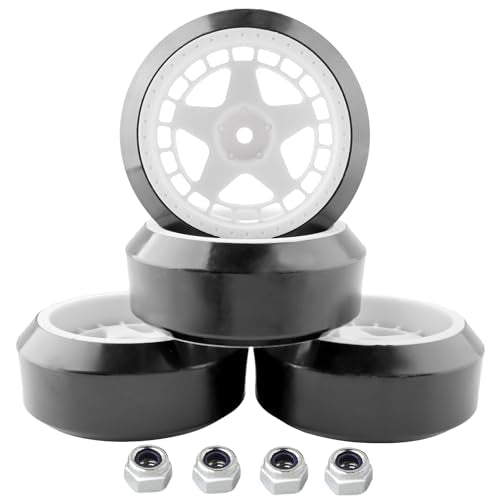 4PCS 12mm Hub Wheels,1 : 10 Hard Plastic RC Drift Cars Tires Compatible with Traxxas HSP Tamiya HPI Kyosho On-Road Drifting Car(White) - color: White-2
