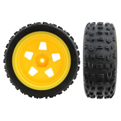 4-Pack RC 1/10 Scale On Road Rally Car Tires OD2.75 Rubber Wheel Rims 12mm Hex Compatible with Traxxas 4 Tec 2.0 Tamiya TT01 XV01 Kyosho WR8 Sakura WLtoys HPI Touring Racing Car (Yellow)