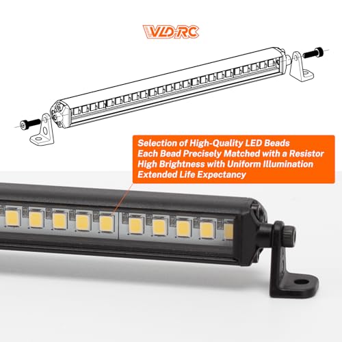 RC Light Bar 25 LED 5.5 Inch Aluminum RC Lights RC Crawler Accessories for Axial SCX10 Traxxas TRX4 TRX4M Arrma Senton Redcat GEN7 1/6 1/10 Scale Rock Crawler Truck (5.5inch) - size: 5.5inch