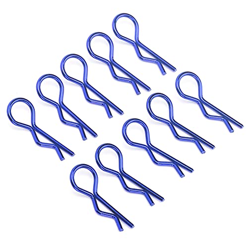 Qiilu Durable RC Body Clips for 1/5 1/6 /8 /10 RC Car - 10Pcs Metal Shell Clip Pins, Teardropshaped Pull Tabs (Blue) - color: Blue