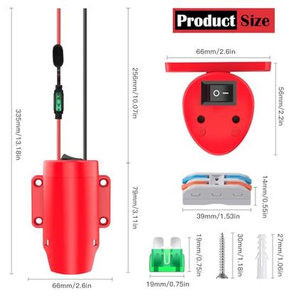 1 Packs Power Wheel Adapter for Milwaukee M12 Battery Adapter 12V Power Wheel Battery Conversion Kit with Switch, Fuse & Wire Terminals, 12AWG Wire, Power Connector for DIY Rc Car Toys and Robotics - size: 1 Pack