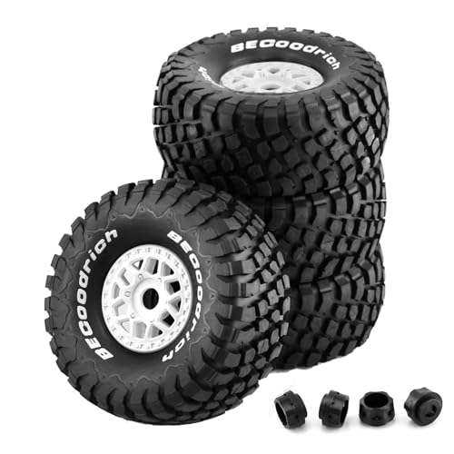 1/8 RC Short Course Truck Tires And Wheels 17mm Hex OD 140mm 1/7 All Terrain Off Road Tyres For 1:7 1:8 RC Buggy Truck Car HSP TRAXXAS UDR DF7 FS Atom ARRMA Mojave YK4072 DF7 4PCS (White) - color: White