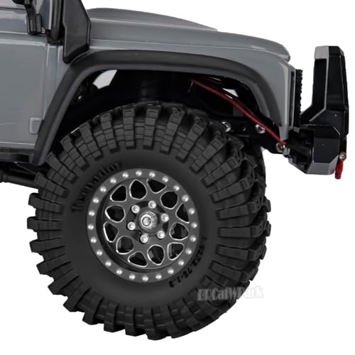 RC 1.3 Beadlock Wheels and Tires for 1/18 TRX4M 1/24 SCX24 FCX24 RC Crawler Car,4pcs RC 1.3 in Brass Rims & Aluminum Beadlock Wheels Rims and Tires,Black - color: Black - (4pcs 1.3 Tires)