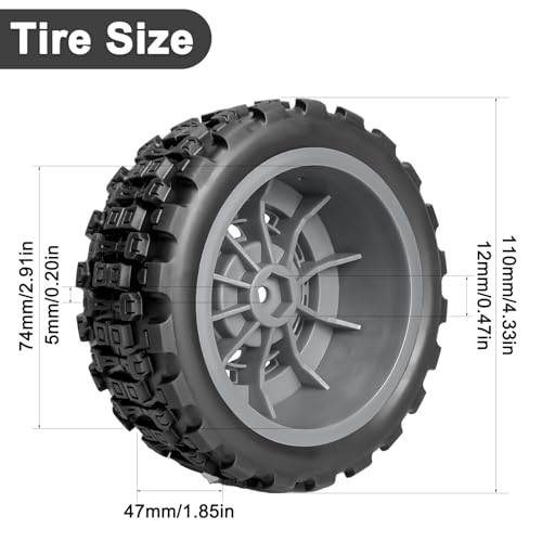 Pre-Glued 12mm Hex RC Wheels and Tires for 1/10 RC Short Course Truck, 4PCS | Compatible with 1/10 Arrma Senton Traxxas Slash Axial Losi Axial Redcat - color: Black Tires B+ Gray Wheels