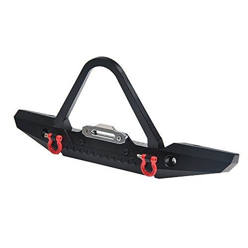 RCLIONS Metal RC Front Bumper with LED Lights Shackles for TRX4, SCX10-ii 1/10 RC Crawler Car