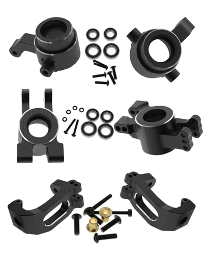 RC Alloy Caster Block & Steering Blocks & Rear Stub Axle Carriers Upgrades Part for 1/8 Sledge 4WD, Hops up for Sledge 4WD Monster Truck #95076-4,Replace #9537,#9532,#9552,Black - color: Black