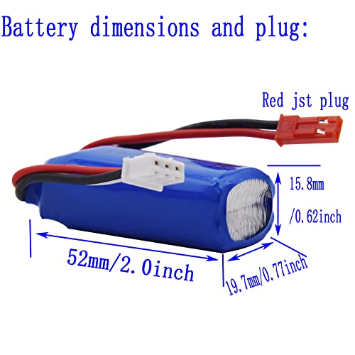 Blomiky 2 Pack 7.4V 450mAh 25C JST Plug Lipo Rechargeable Battery with Charger Cable for WLTOYS 284131 P939 K969 K979 K999 K989 P929 281431 RC Trucks K969 Battery 2