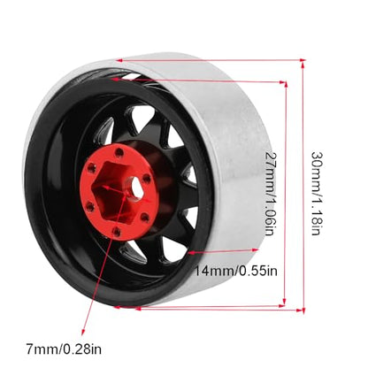 1.0 Beadlock Wheel -3.78mm Offset Wheel Rims for 1/18 1/24 RC Crawler Car Axial AX24 SCX24 FMS FCX24 TRX4M Upgrades (Black) - color: Black