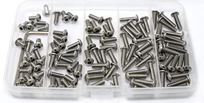 iexcell 100 Pcs M4 x 8/10/12/14/16 Stainless Steel 304 Hex Socket Button Head Cap Screws Bolts Assortment Kit - size: M4 x 8/10/12/14/16mm