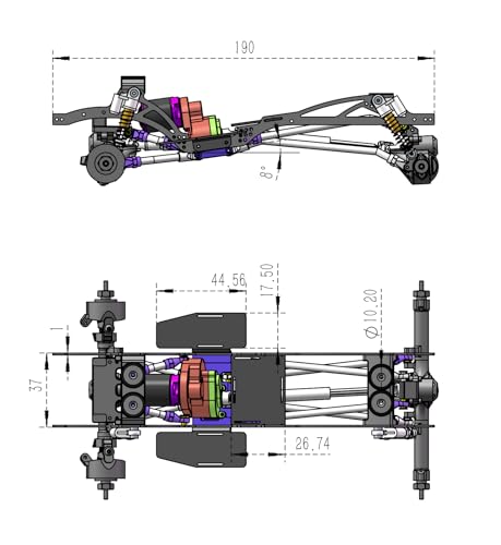 MEUS Racing SCX24 Transmission Aluminum Complete Gearbox for 1/24 Axial SCX24 RC Crawler (Brushless, Black)