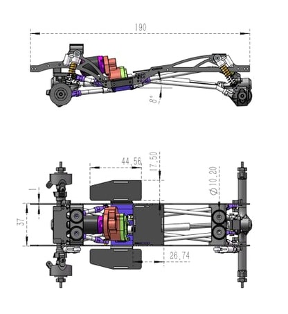 MEUS Racing SCX24 Transmission Aluminum Complete Gearbox for 1/24 Axial SCX24 RC Crawler (Brushless, Black)