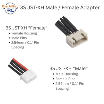 BackBayRC - 3S JST-XH Balance Extensions - 60cm 20awg (100 Strand) Wire - Flexible Silicone Insulation - 2.54mm / 0.1" Pin Spacing - style: 3S_60CM_JST-XH