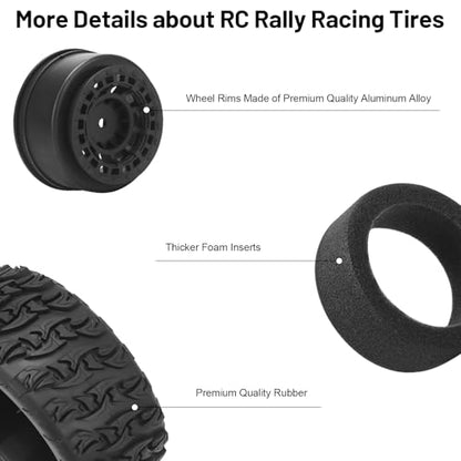 1/10 RC Short Course Truck Tires, daitoku 12mm Hex RC Wheels and Tires for 1/10 Traxxas TRX4 Slash Arrma Losi Tenacity Vkar 10sc Hpi - Style B (Black) - style: Style B
