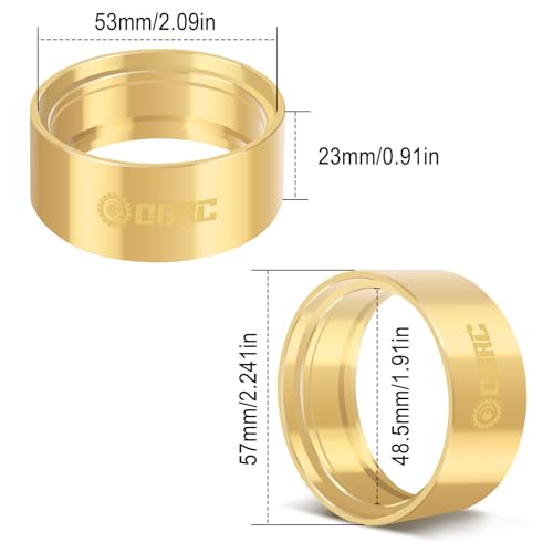 OGRC 1.9 Brass Inner Beadlock Clamp Ring 1/10 Wheel Weights for SCX10 TRX4 | 105g/PC, 420g Total Weights, Fits 1.9 Wheel Rim, for Axial Redcat RC4WD Wltoys RC Crawler - color: Gold