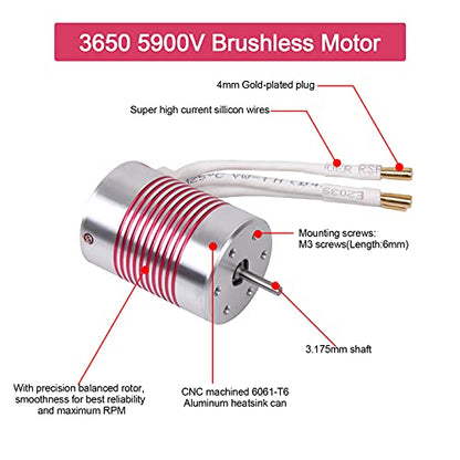 540 Brushless Motor 1/10 3650 5900KV 3.175mm Shaft Waterproof Brushless Motor for 1:10 Scale RC On-Road Car