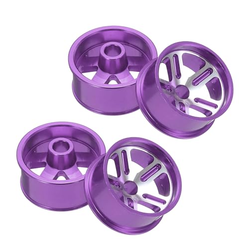 MECCANIXITY 4Pcs RC Car Wheel Rims, 20.5mm Dia 5-Spoke Purple Aluminum Alloy Wheel Rims Hex Hub for HSP RC Drift Racing Touring Car - color: Purple, size: 20.5mm Dia