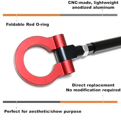 iJDMTOY Sports Red Track Racing Style Tow Hook Ring Compatible with Toyota 2018-up C-HR, 2019-up Corolla Hatchback, Made of Lightweight Aluminum - style: Red Tow Ring