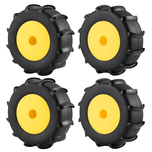 4PCS Off Road Snow Sand Rubber Tires Wheels for All 1/10 Scale RC Trucks (Yellow) - color: Yellow