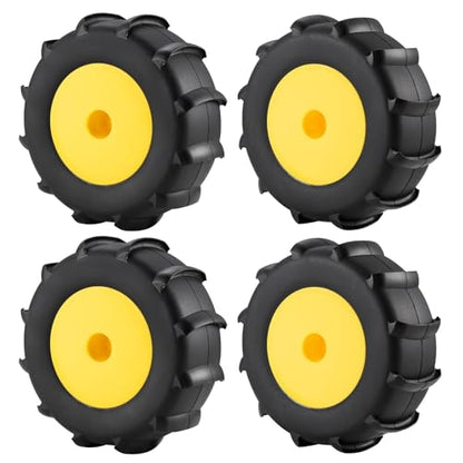4PCS Off Road Snow Sand Rubber Tires Wheels for All 1/10 Scale RC Trucks (Yellow) - color: Yellow