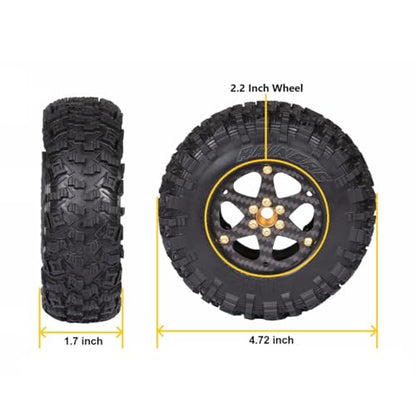 RhinoRC MOZA 1.9inch Competition Tires Super Sticky with Narrow Carbon Fiber Aluminum 2.2 inch Wheel Rim N2401 for Pro and Sporty Class 1/10 RC Crawler Car (1.9inch 4pcs) - color: 1.9inch 4pcs