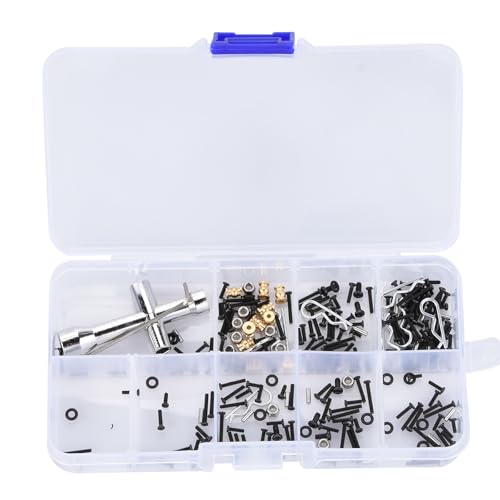 252PCS Stainless Steel M1.4 Assorted Screw, Pin and Nut Kit with Tool for 1/24 RC Crawler Car, Compatible for Axial SCX24