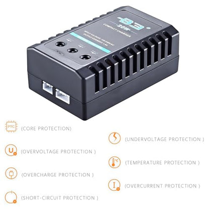Li-po Battery Charger for 2S 3S Battery,7.4-11.1V 20W with XH3P XH4P Plug B3 Charger for RC Toy & Model, RC Battery Chargers with Smart Chip for Airsoft Gun SCX24 Battery