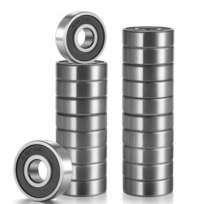 YAMASO 20 Pcs 608 2RS Ball Bearings – Bearing Steel and Double Rubber Sealed Miniature Deep Groove Ball Bearings (8mm x 22mm x 7mm)